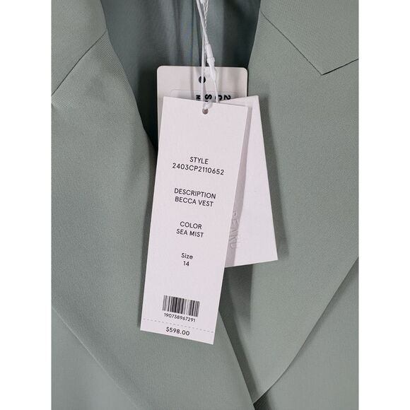 Veronica Beard Mint Green Double-Breasted Vest – Sleeveless Blazer Jacket - Picture 4 of 6